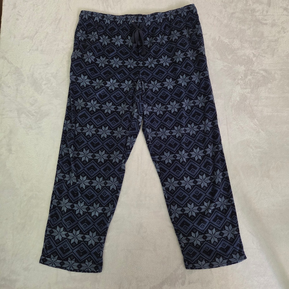 George Mens XL Pajama Pants Blue Fair Isle Snowflake Lounge Sleep Pants